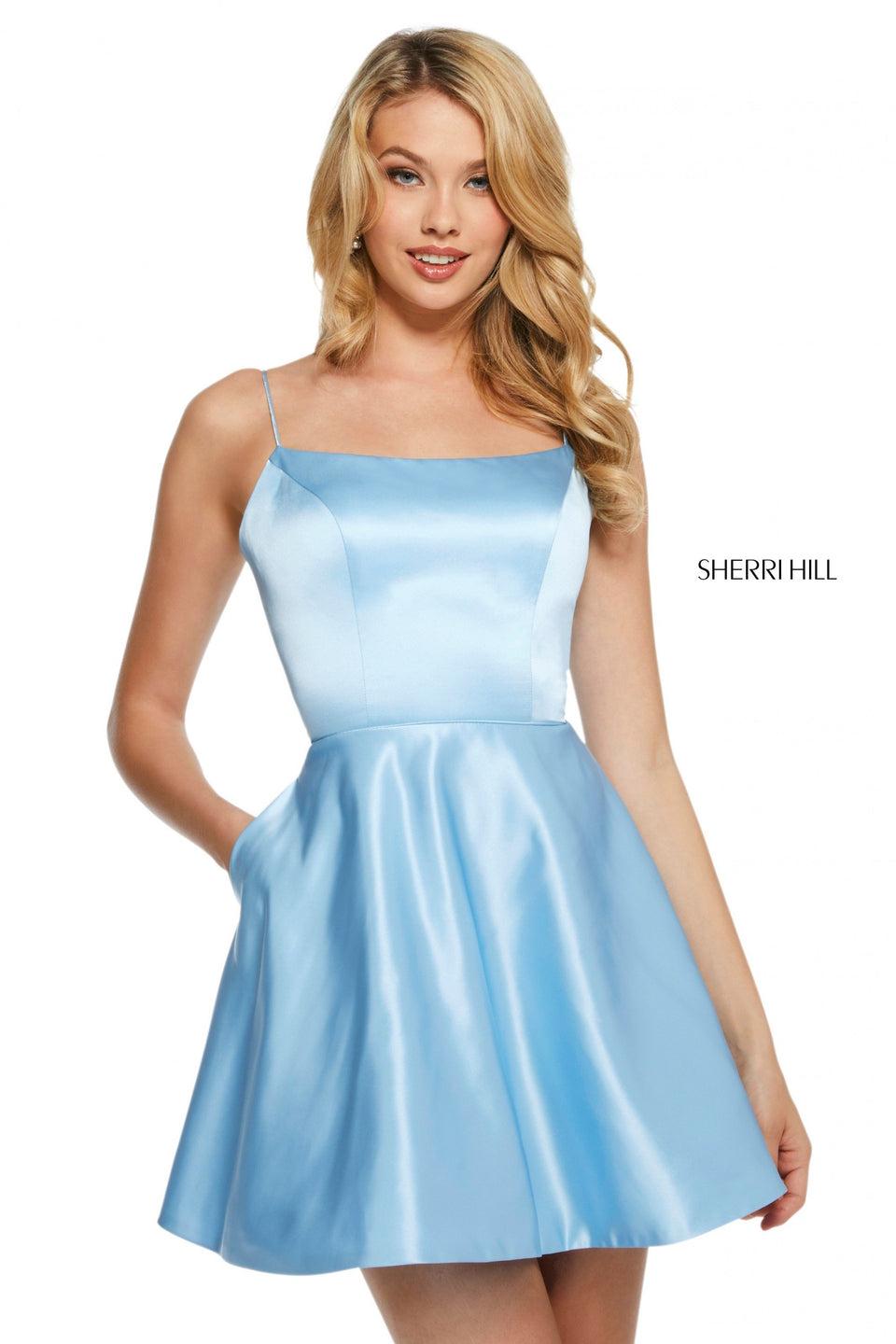 Sherri Hill Satin Cocktail Dress With Corset Style Lace Up Back