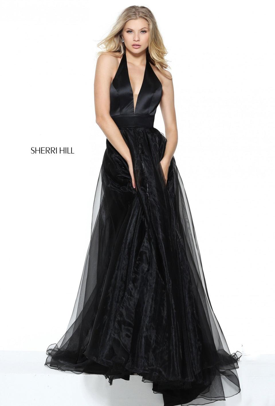 Sherri Hill Satin Halter Bodice With Organza A-line Skirt