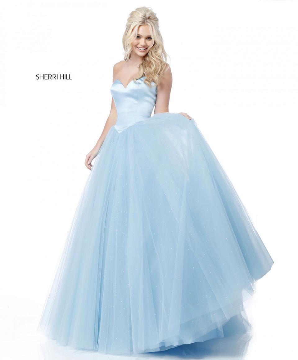 sherri hill Satin sweetheart bodice with tulle ball gown skirt