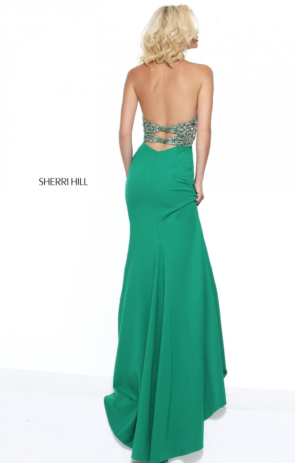 Sherri Hill Scuba High Neck Halter With Beaded Choker And Back Detail