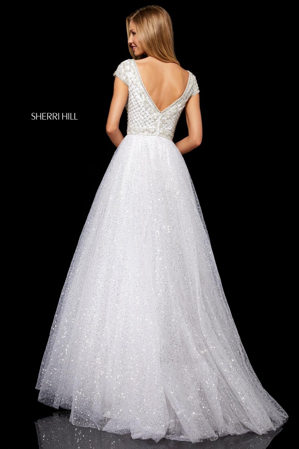 Sherri Hill Sequin Tulle Ball Gown With Beaded Cap Sleeve Bodice