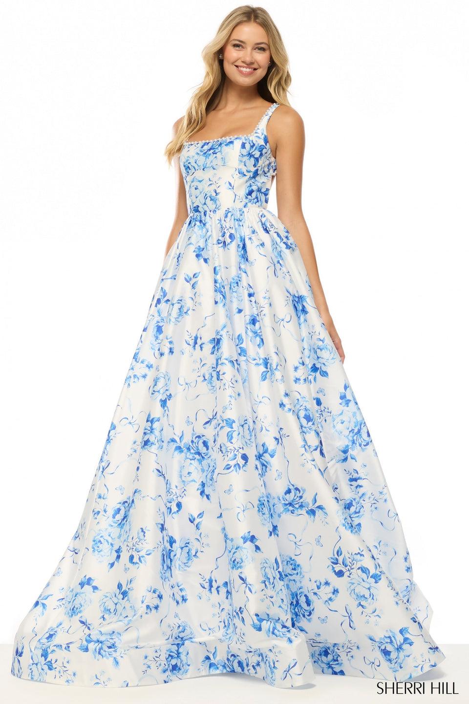 Sherri Hill A-line Floral Gown