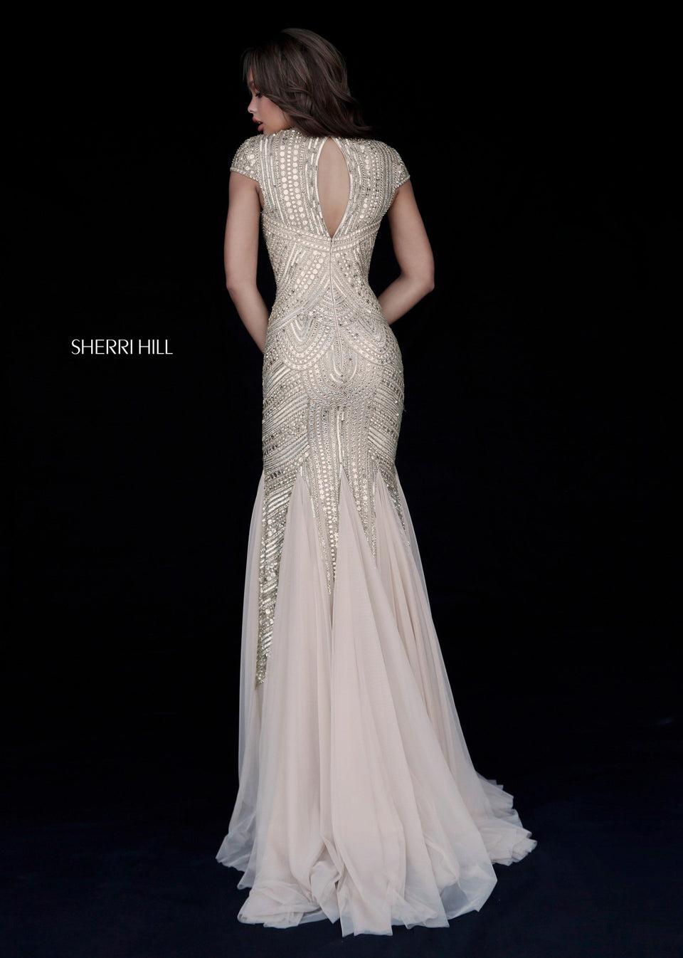Sherri Hill Beaded Mermaid Gown With Chiffon Skirt