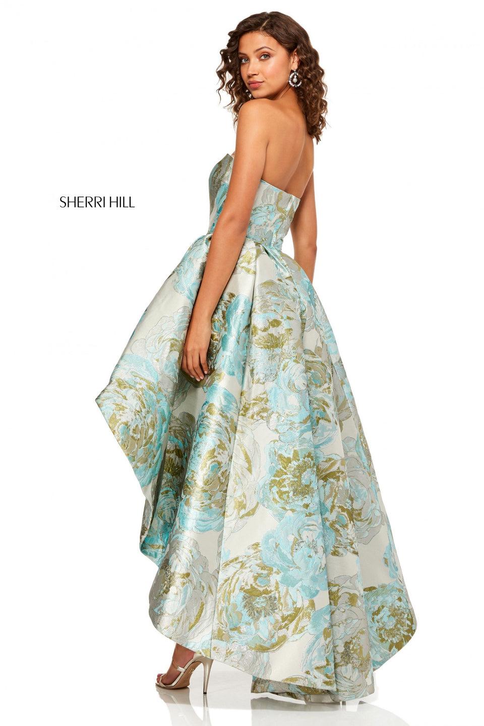 Sherri Hill Embroidered Strapless High-low Gown