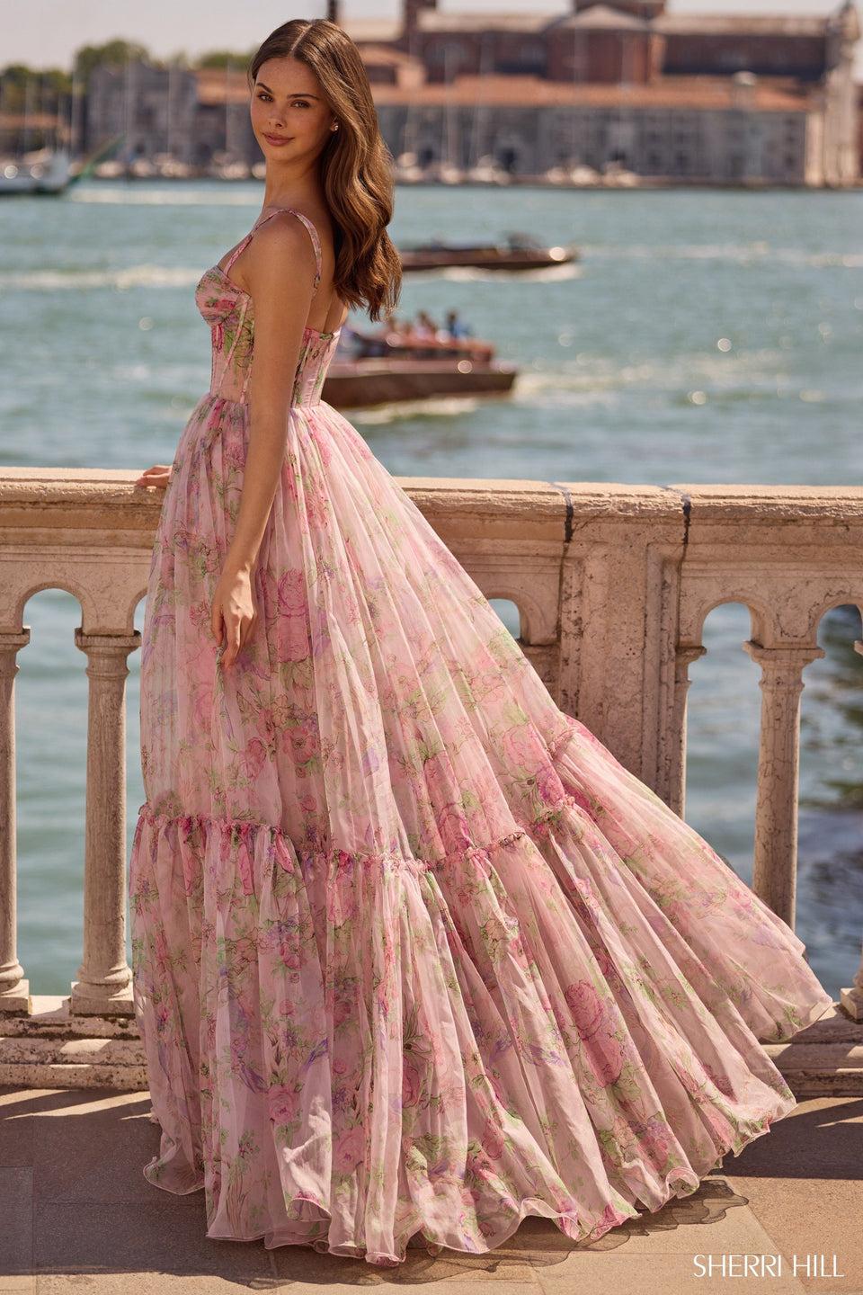 Sherri Hill Floral A-line Gown