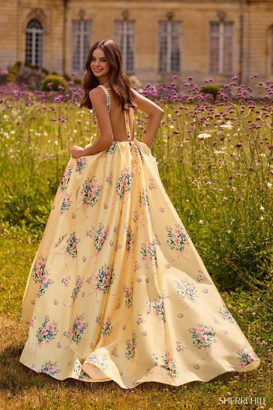 Sherri Hill Floral A-line Gown