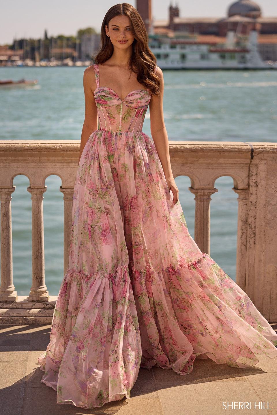 sherri hill Floral A-line gown