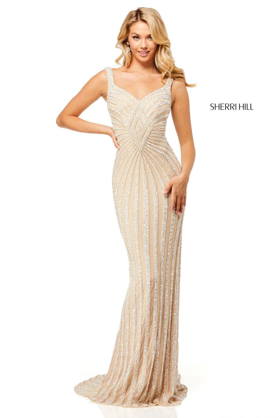 Sherri Hill Fully Beaded Gown With Lace Up Back
