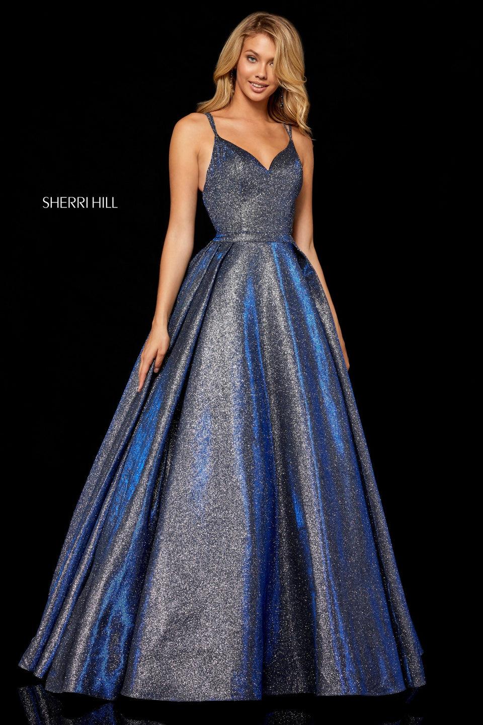 Sherri Hill Glitter Ball Gown With A Strappy Back