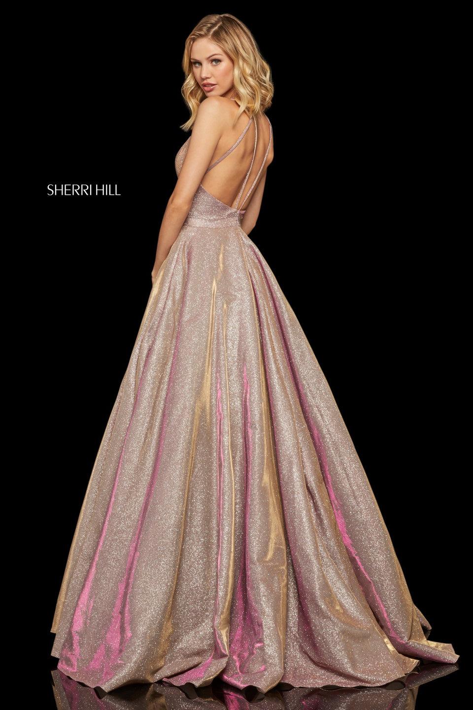 sherri hill Glitter ball gown with a strappy back