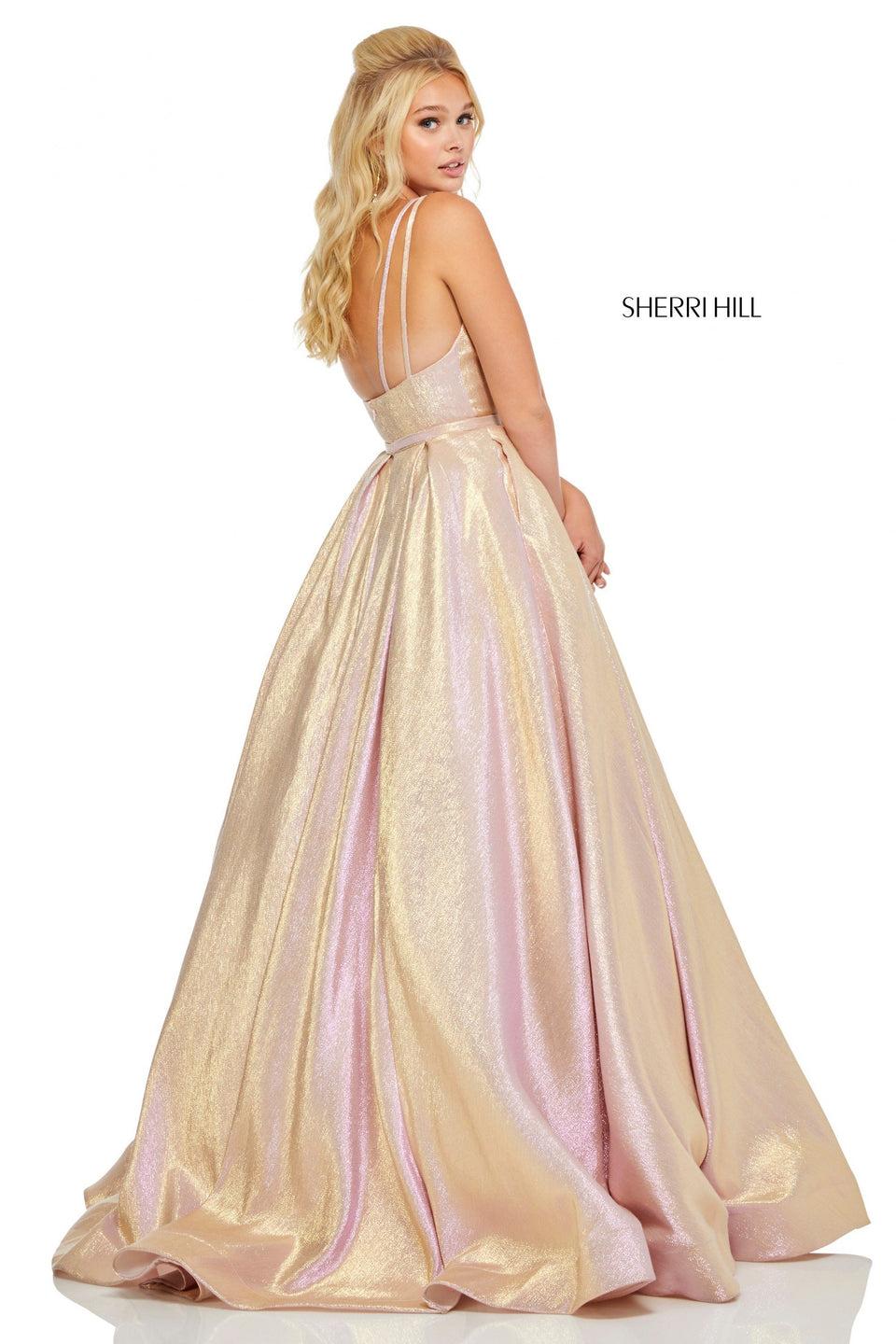 Sherri Hill Glitter V-neck Ball Gown