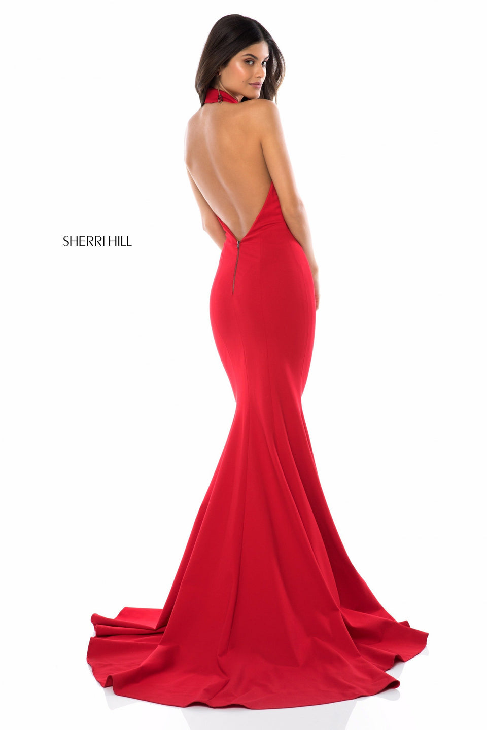Sherri Hill Halter Neck Mermaid Gown With Low Back