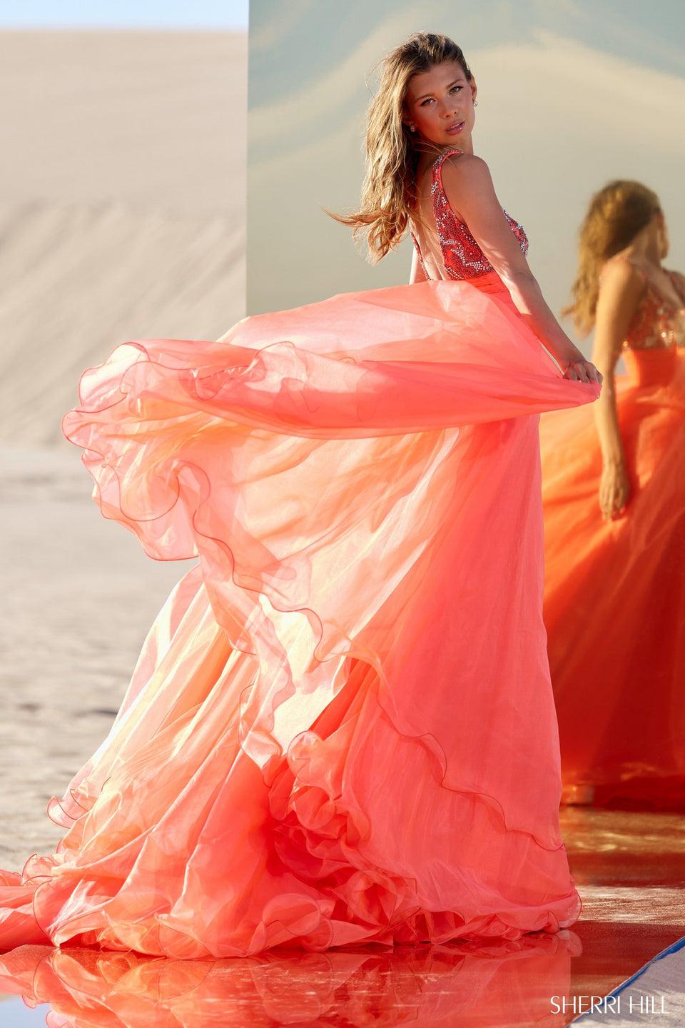 Sherri Hill Organza Ball Gown With Beaded Bodice