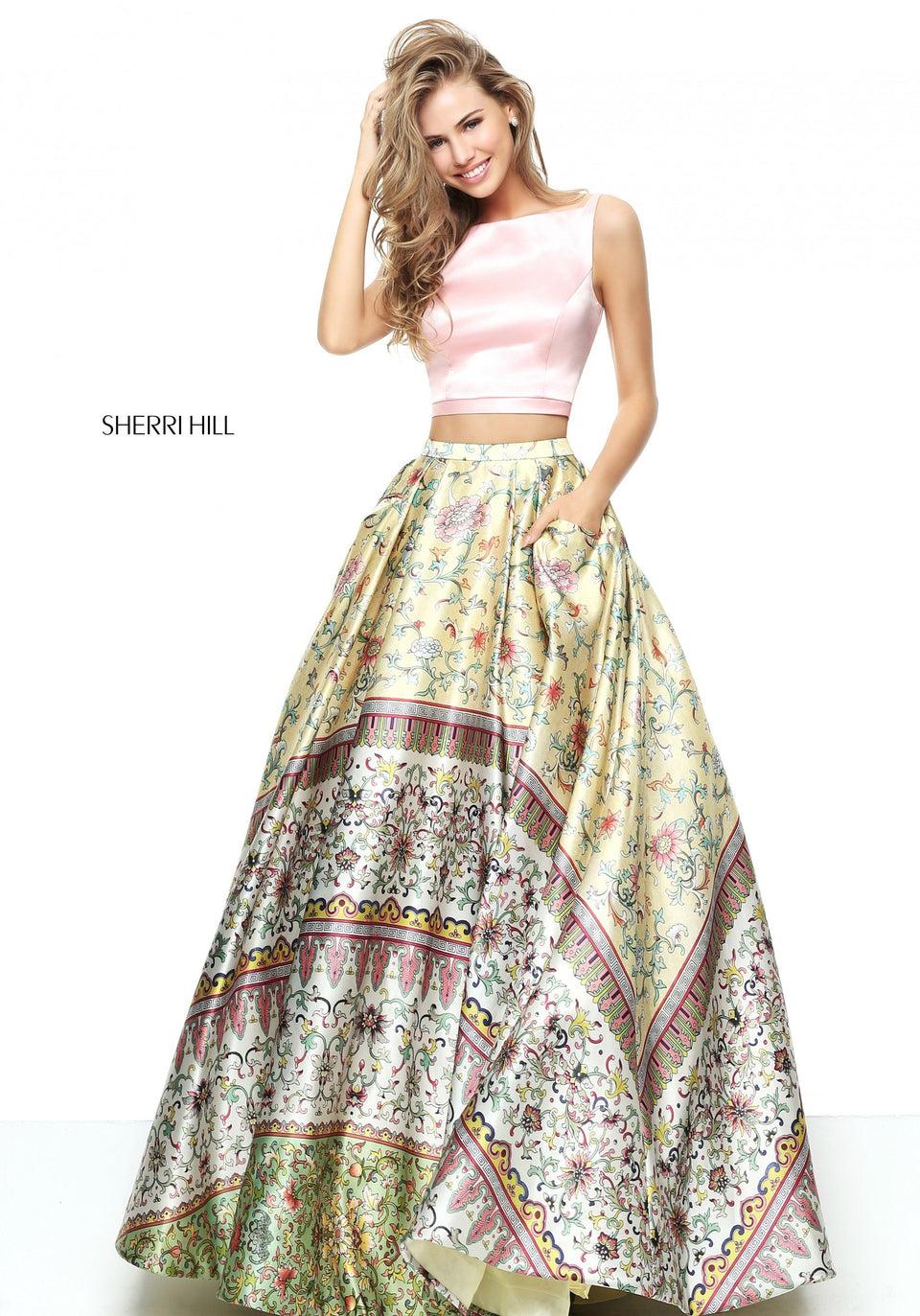 sherri hill Printed two piece ball gown