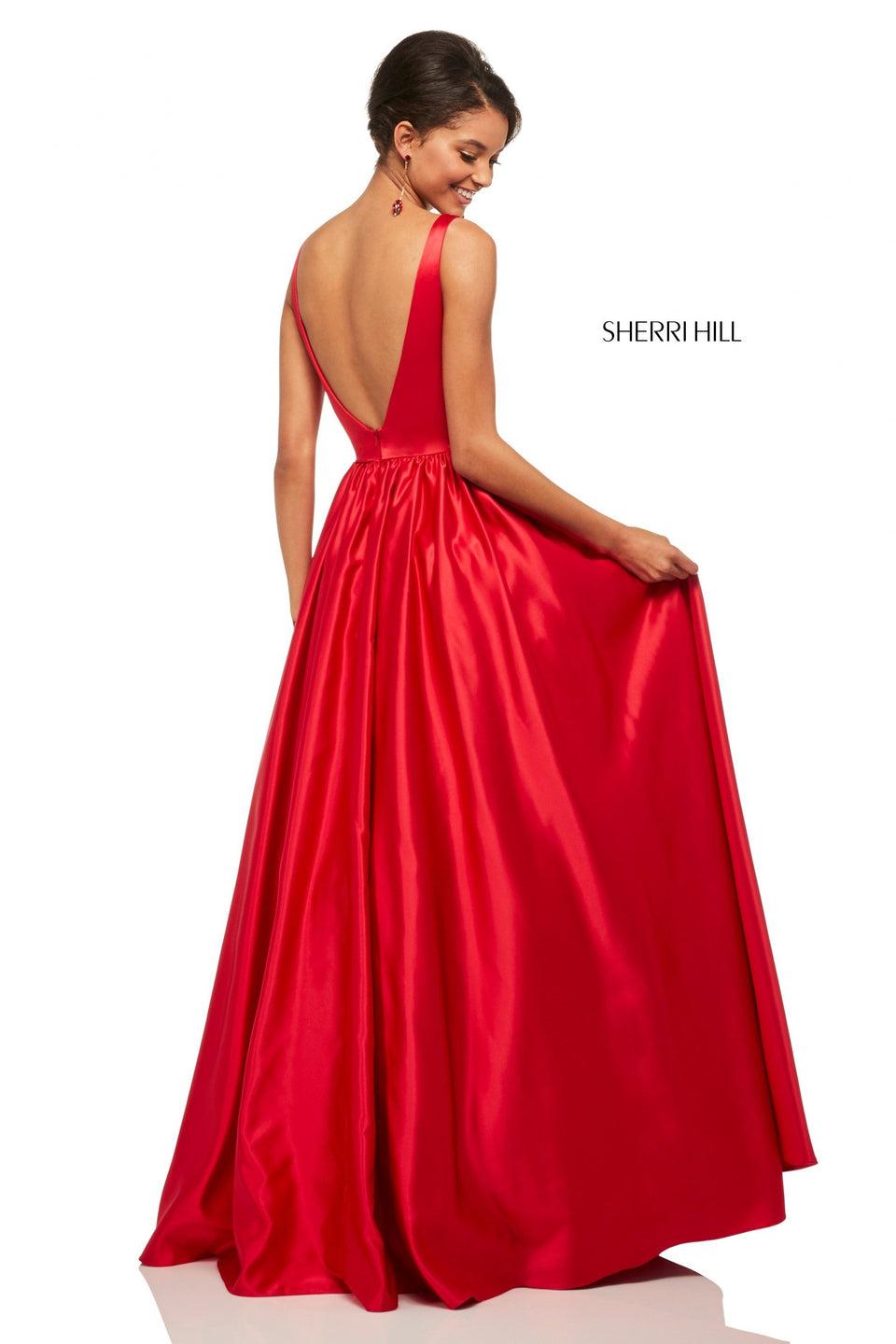 Sherri Hill Satin Ball Gown With Low Back