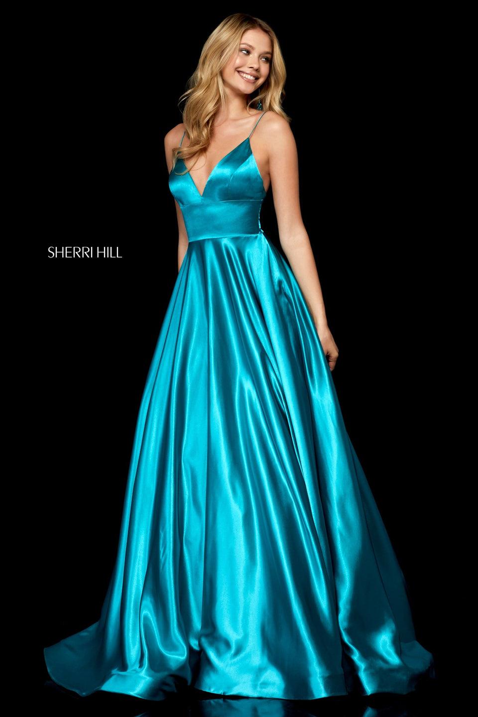 Sherri Hill Silk Charmeuse Gown With V-neck Bodice