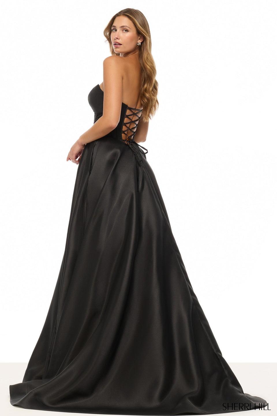 Sherri Hill Strapless A-line Gown With Skirt Slit
