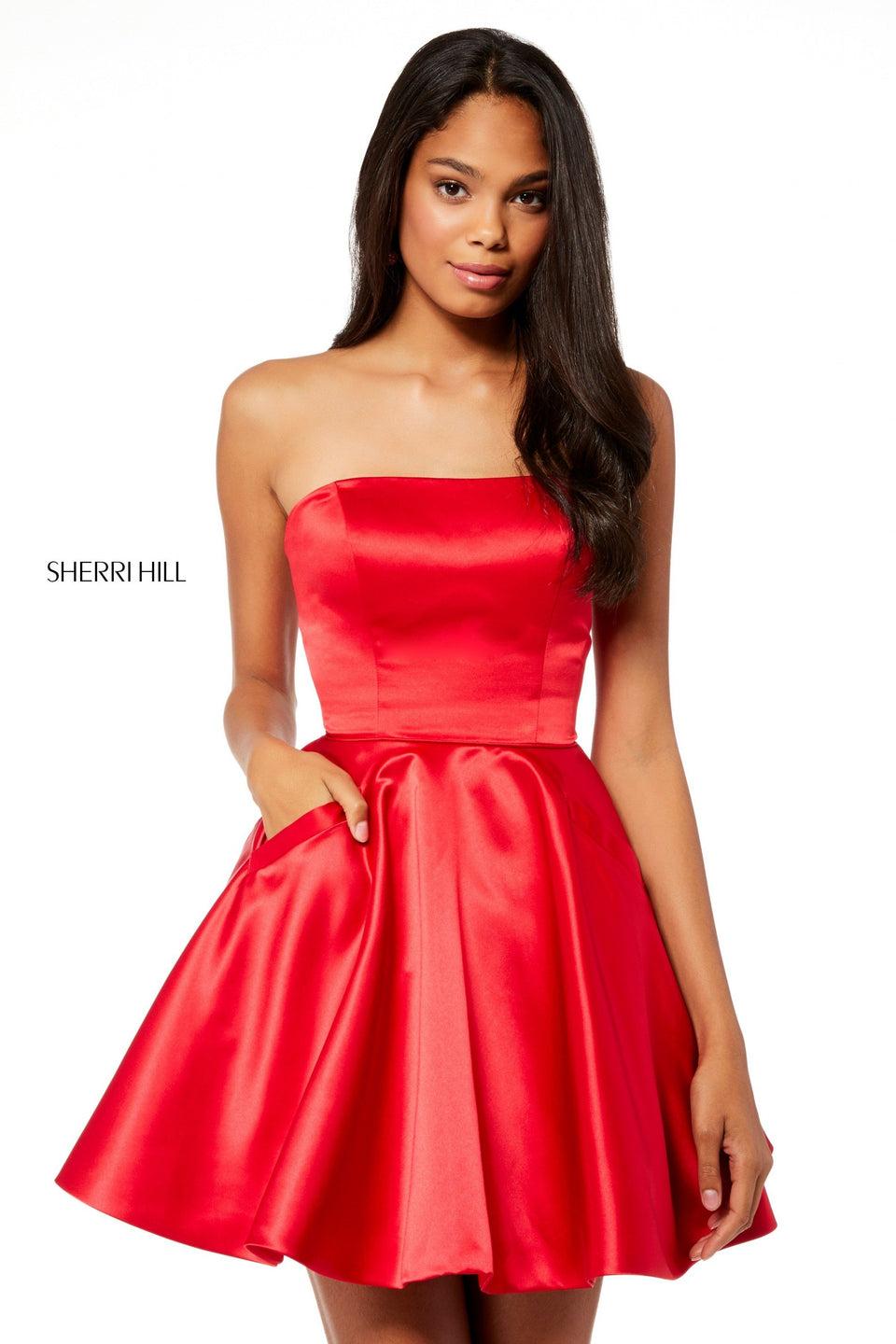 Sherri Hill Strapless Mikado Cocktail Dress