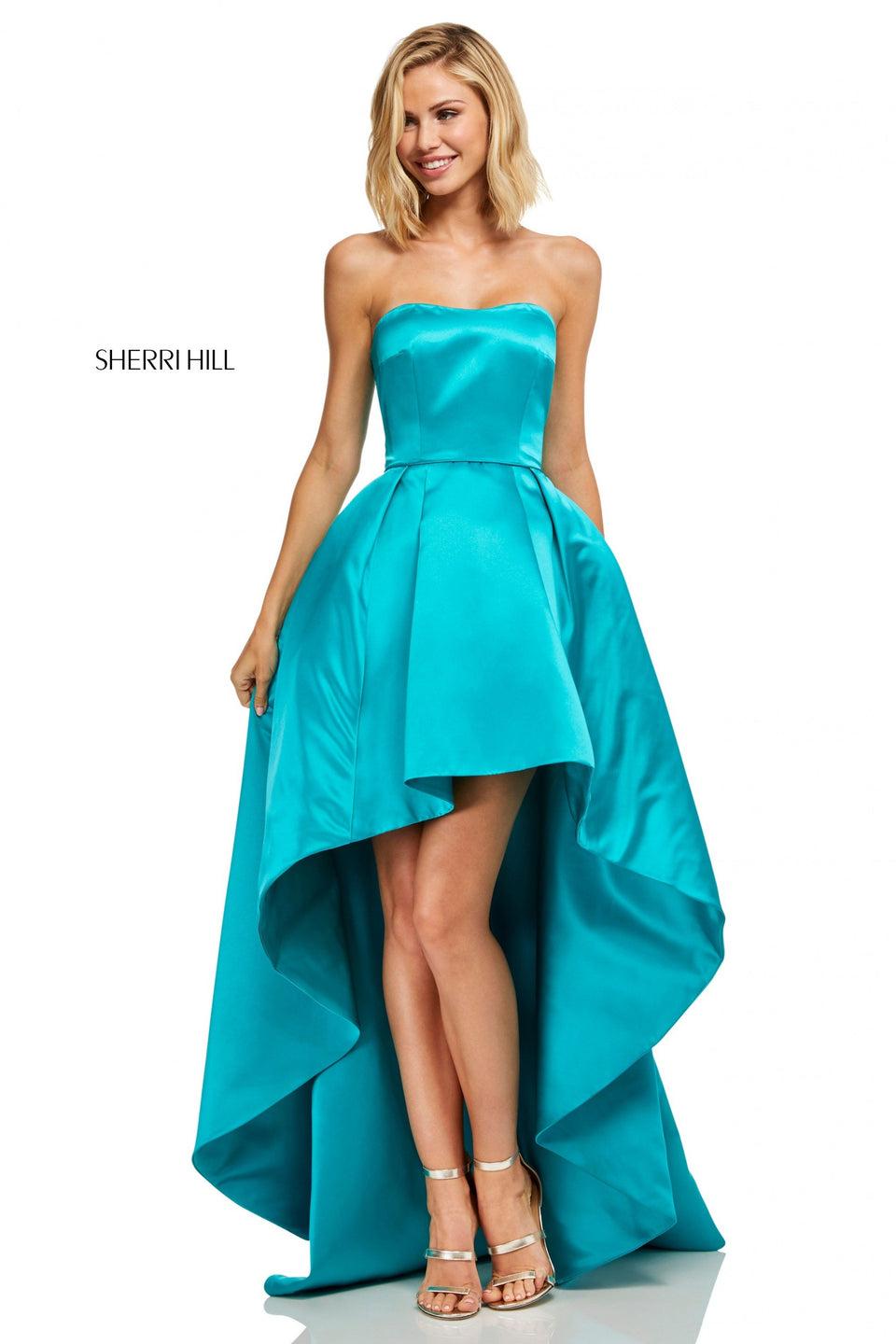 Sherri Hill Strapless Satin High-low Gown
