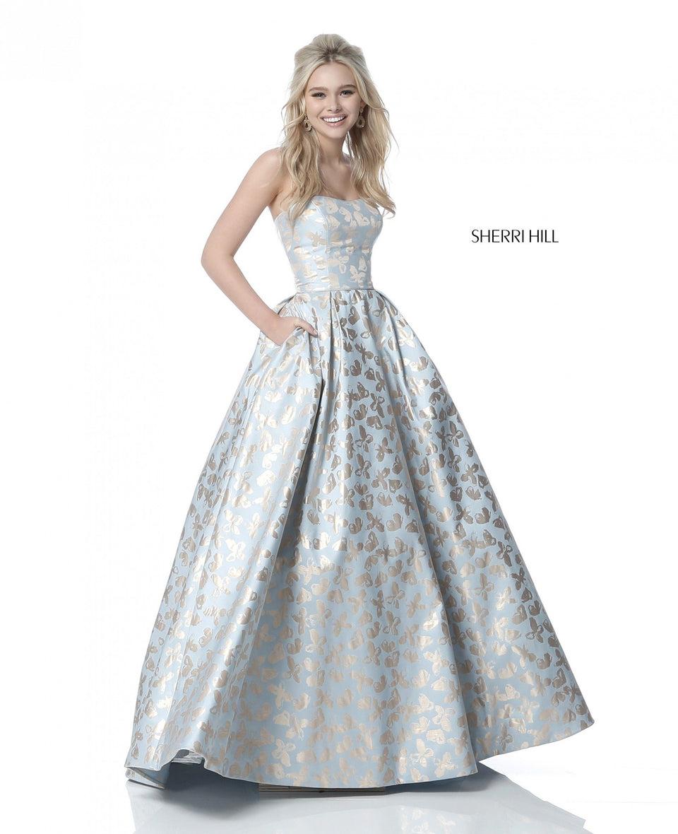 Sherri Hill Strapless Taffeta Ball Gown