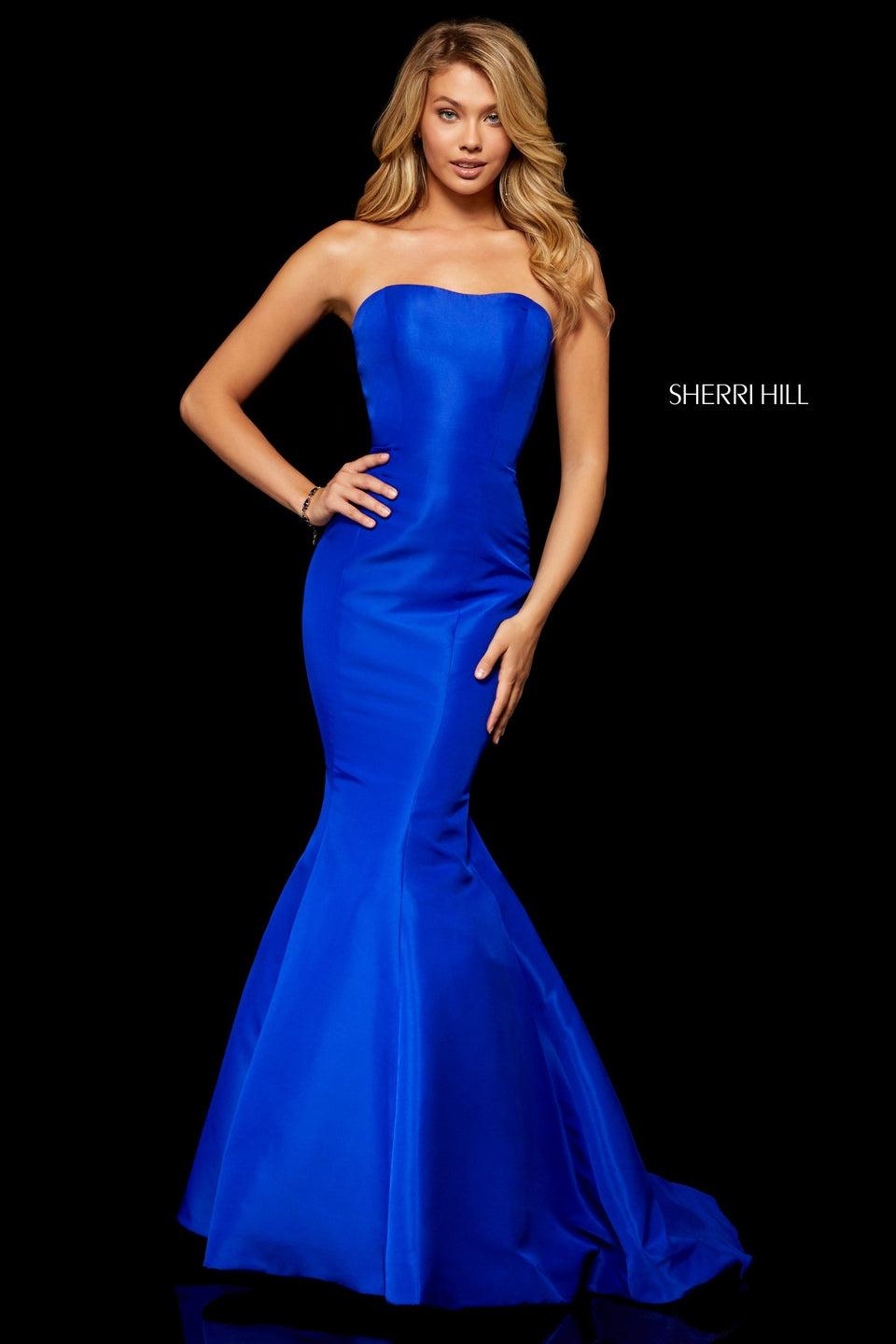 sherri hill Strapless taffeta mermaid with train sherri hill Strapless taffeta mermaid with train