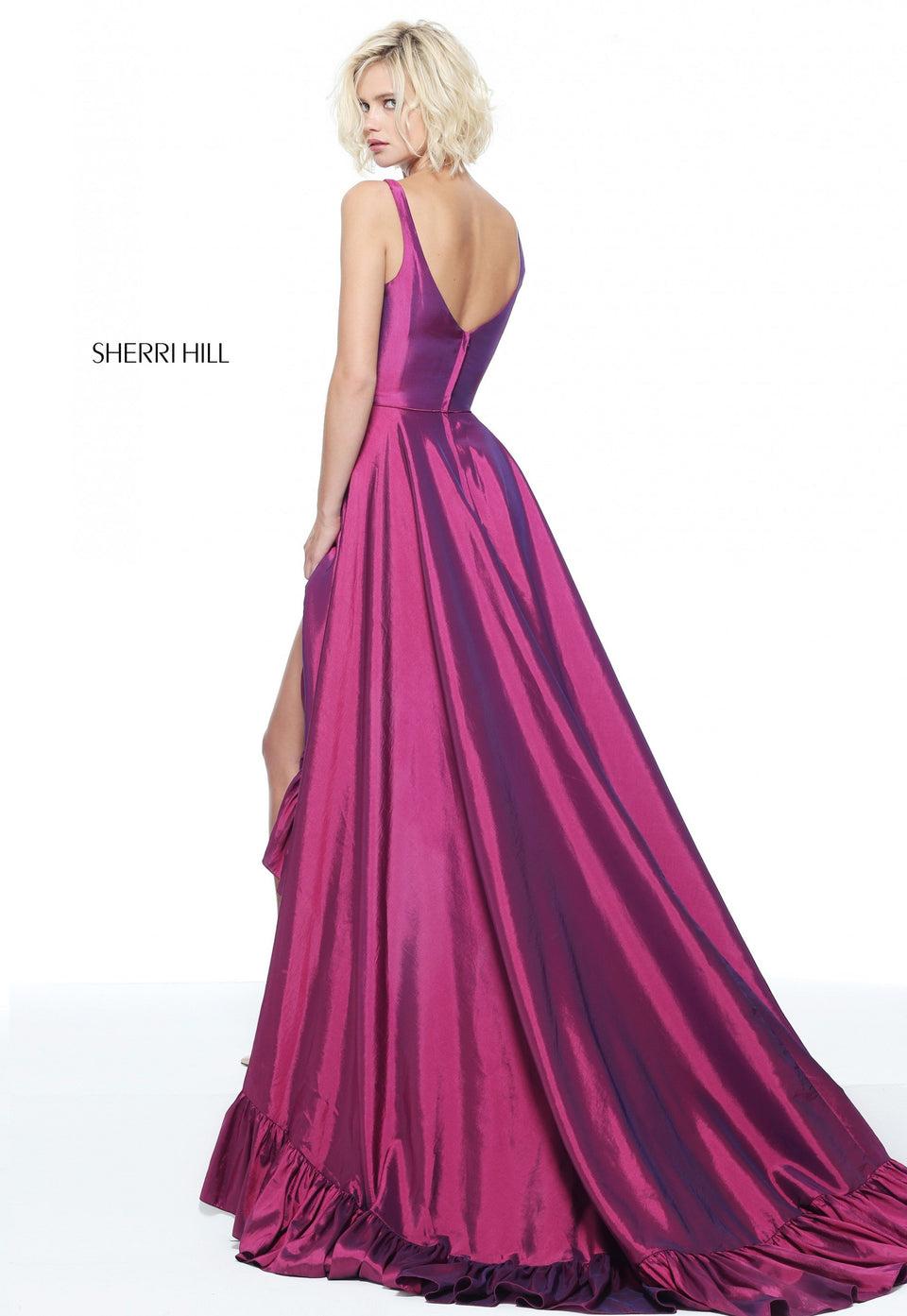 Sherri Hill Taffeta High Low With A Ruffle Trim