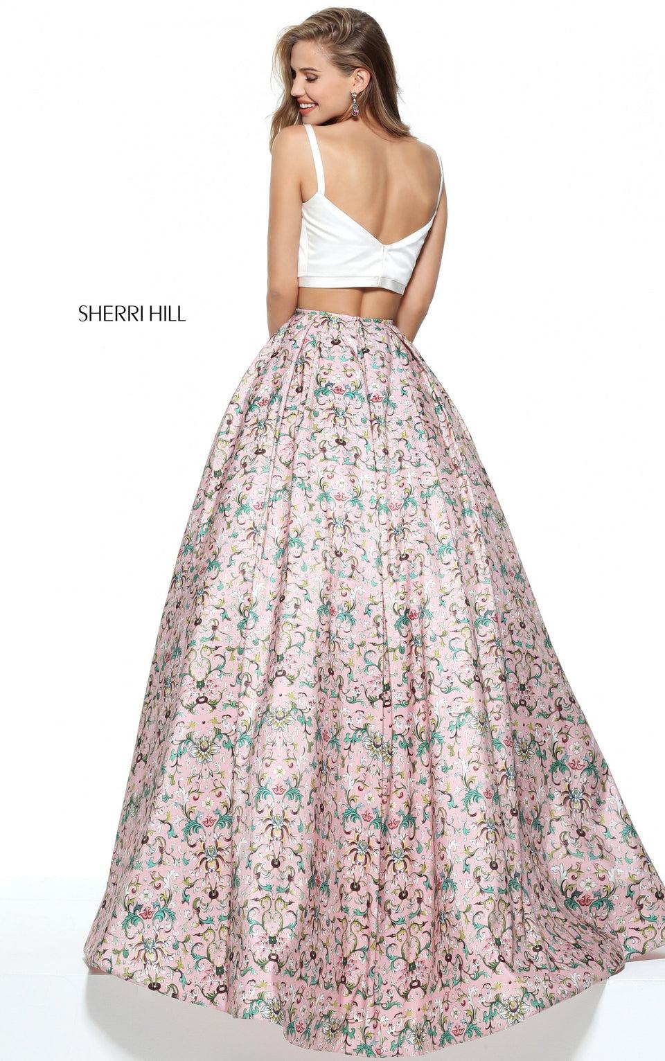Sherri Hill Two-piece Pink Print Ball Gown
