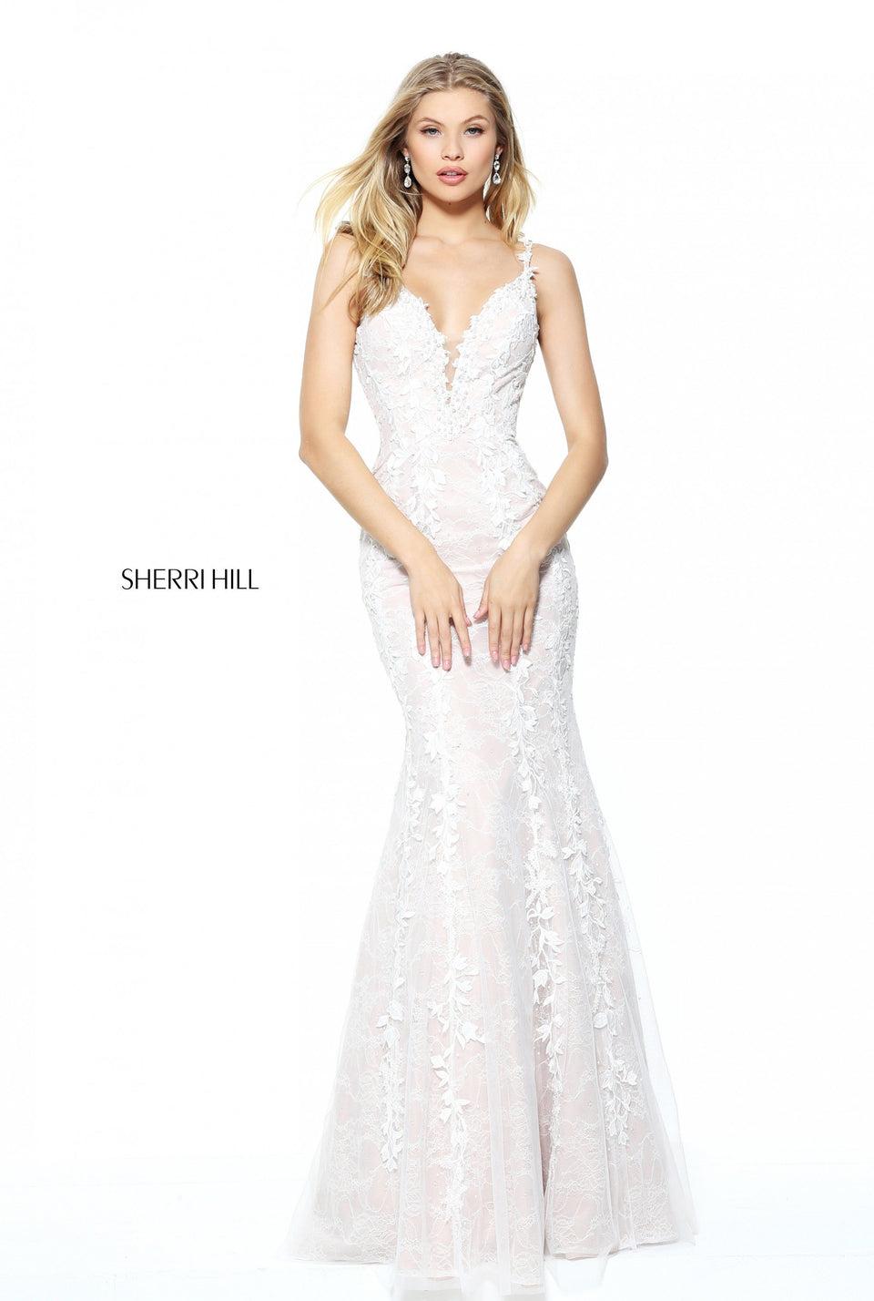 sherri hill V-neck fitted ivy lace mermaid