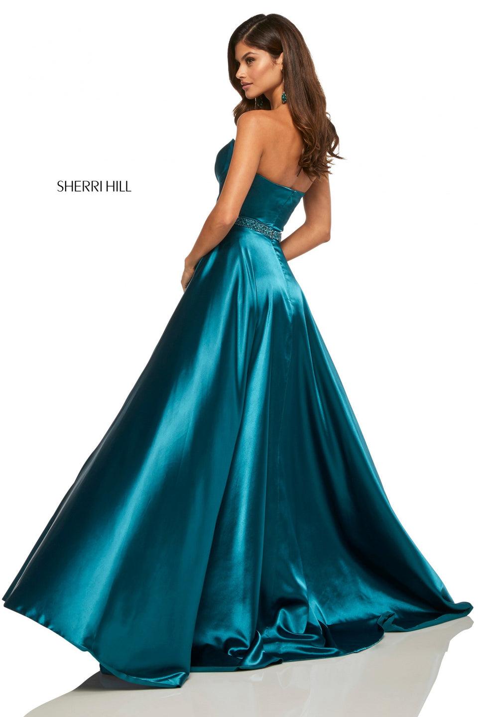 Sherri Hill Silk Charmeuse Gown With A Strapless Sweetheart Bodice And Beaded Waist Band