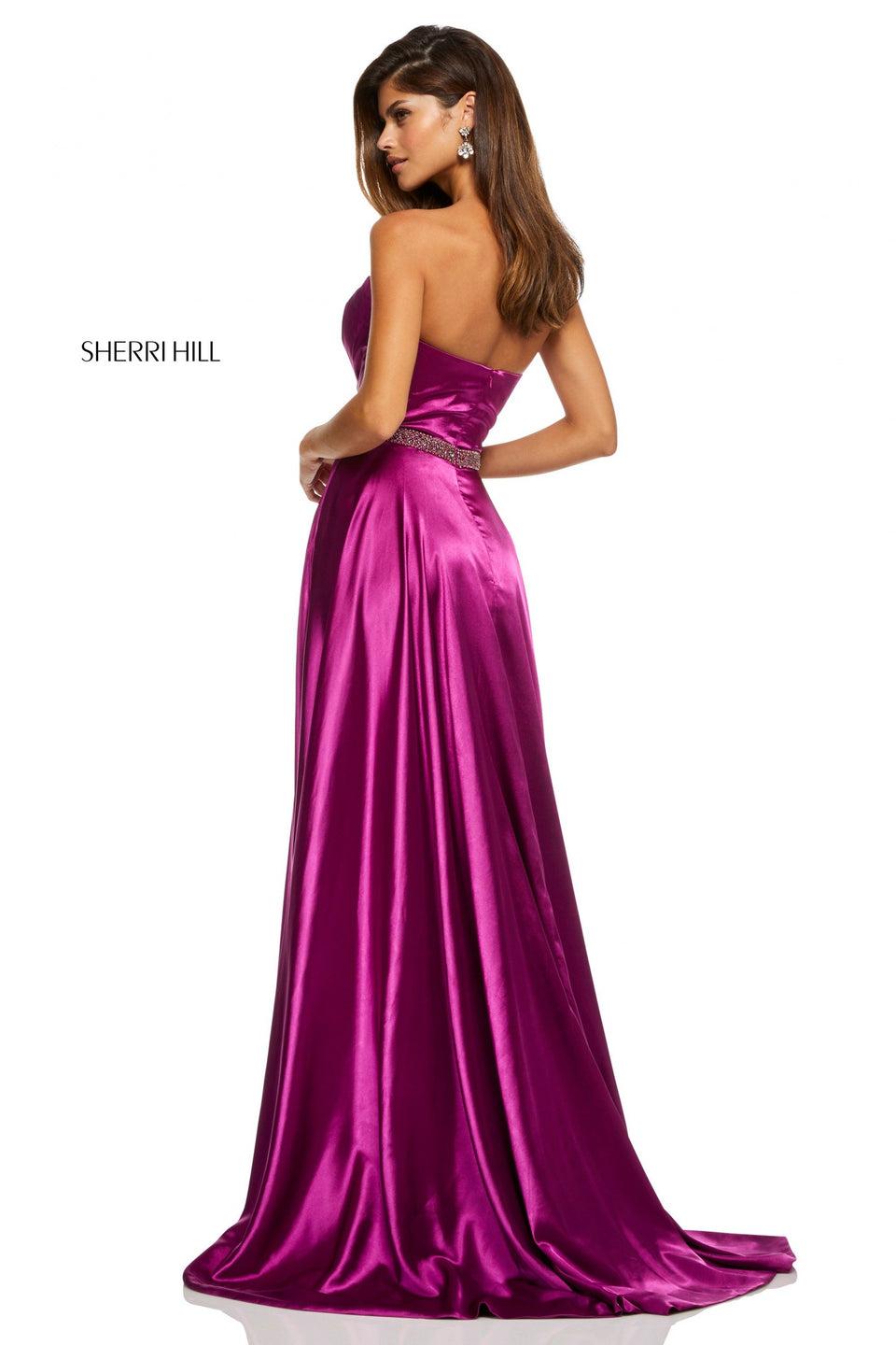 Sherri Hill Silk Charmeuse Gown With A Strapless Sweetheart Bodice And Beaded Waist Band