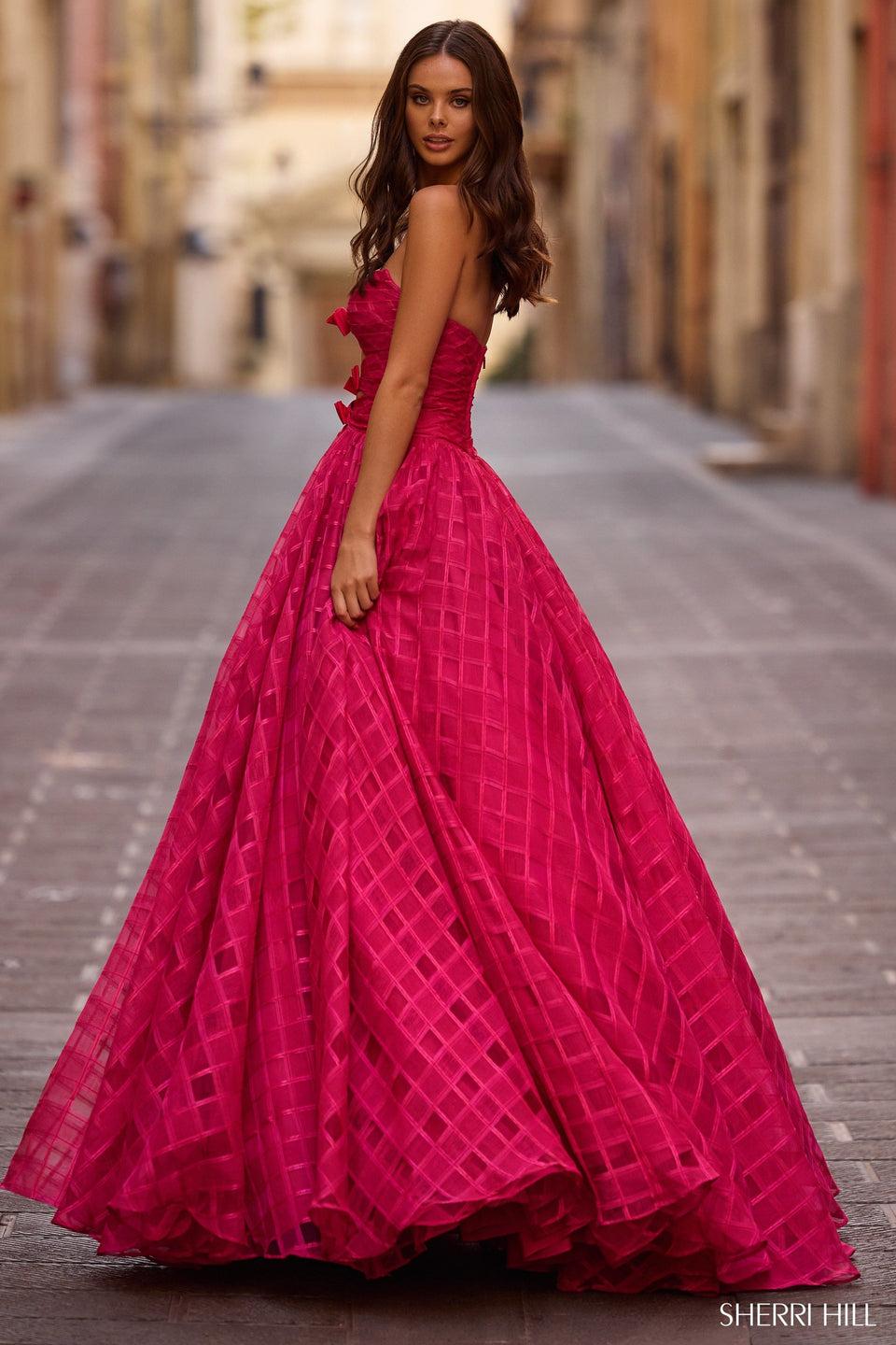 Sherri Hill Strapless Ball Gown With Three Key Holes On Bodice