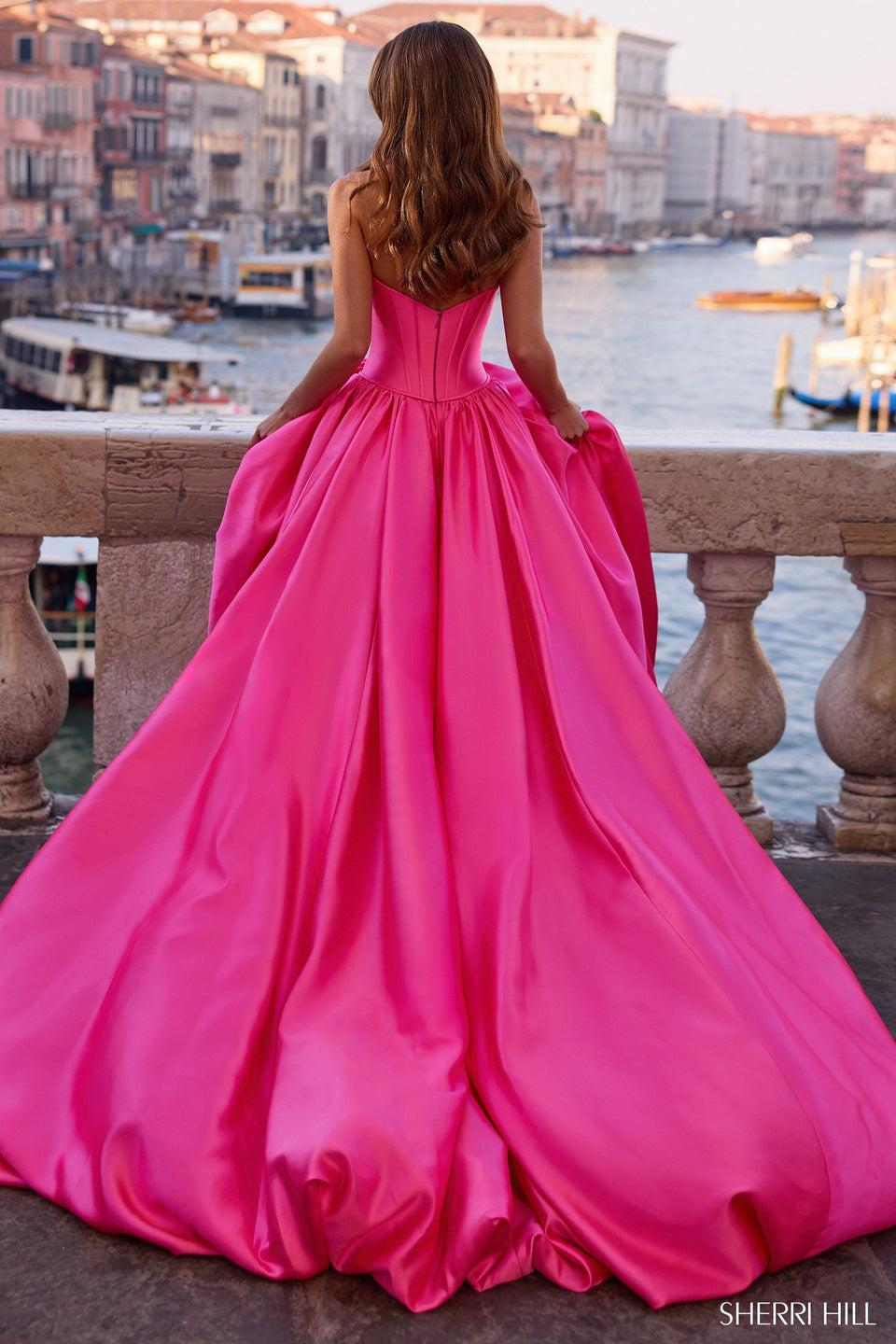 Sherri Hill Strapless Ballgown With Corset Bodice And Bead Embellishments