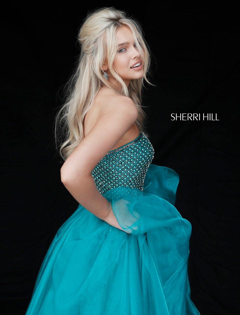 Sherri Hill Strapless Beaded Bodice With Organza A-line Skirt