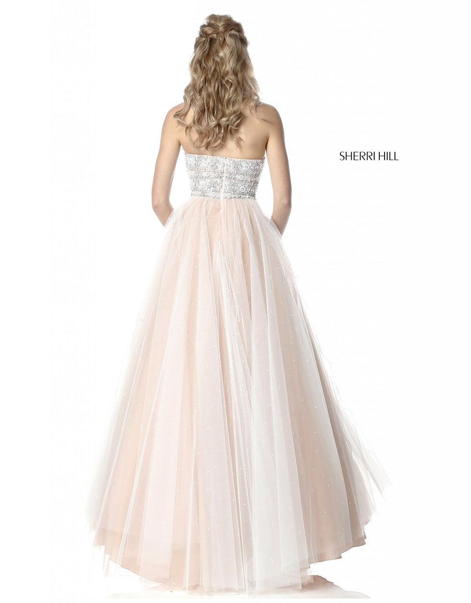 Sherri Hill Strapless Beaded Bodice With Tulle Ball Gown Skirt