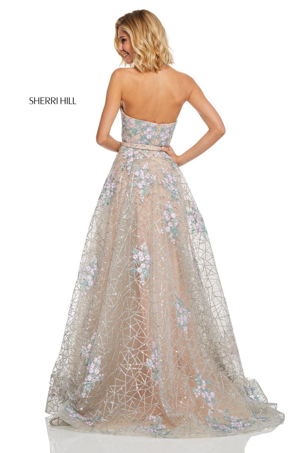 Sherri Hill Strapless Embroidered Ball Gown With A Belted Waistband