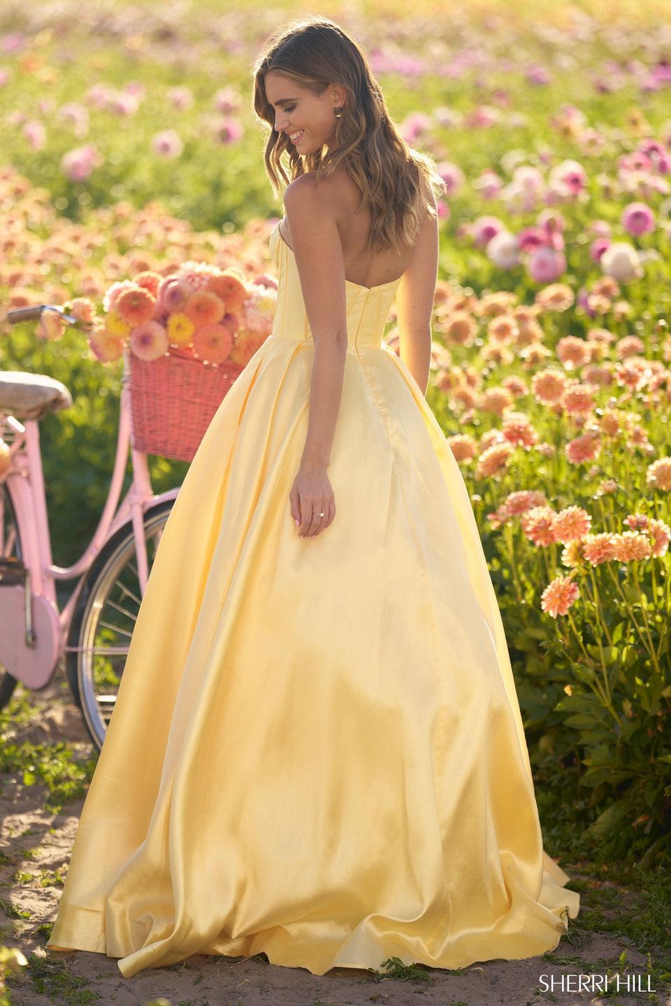 Sherri Hill Strapless Mikado Ball Gown With Corset Bodice