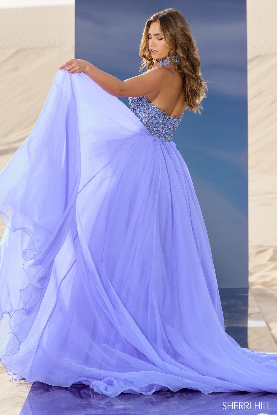 Sherri Hill Strapless Organza Ball Gown With Beaded Bodice And Skirt Slit