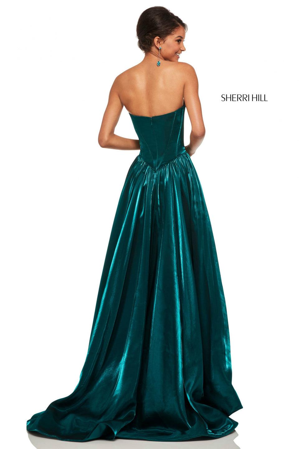 Sherri Hill Strapless Rich Metallic A-line With Sweetheart Neckline And Basque Waistline