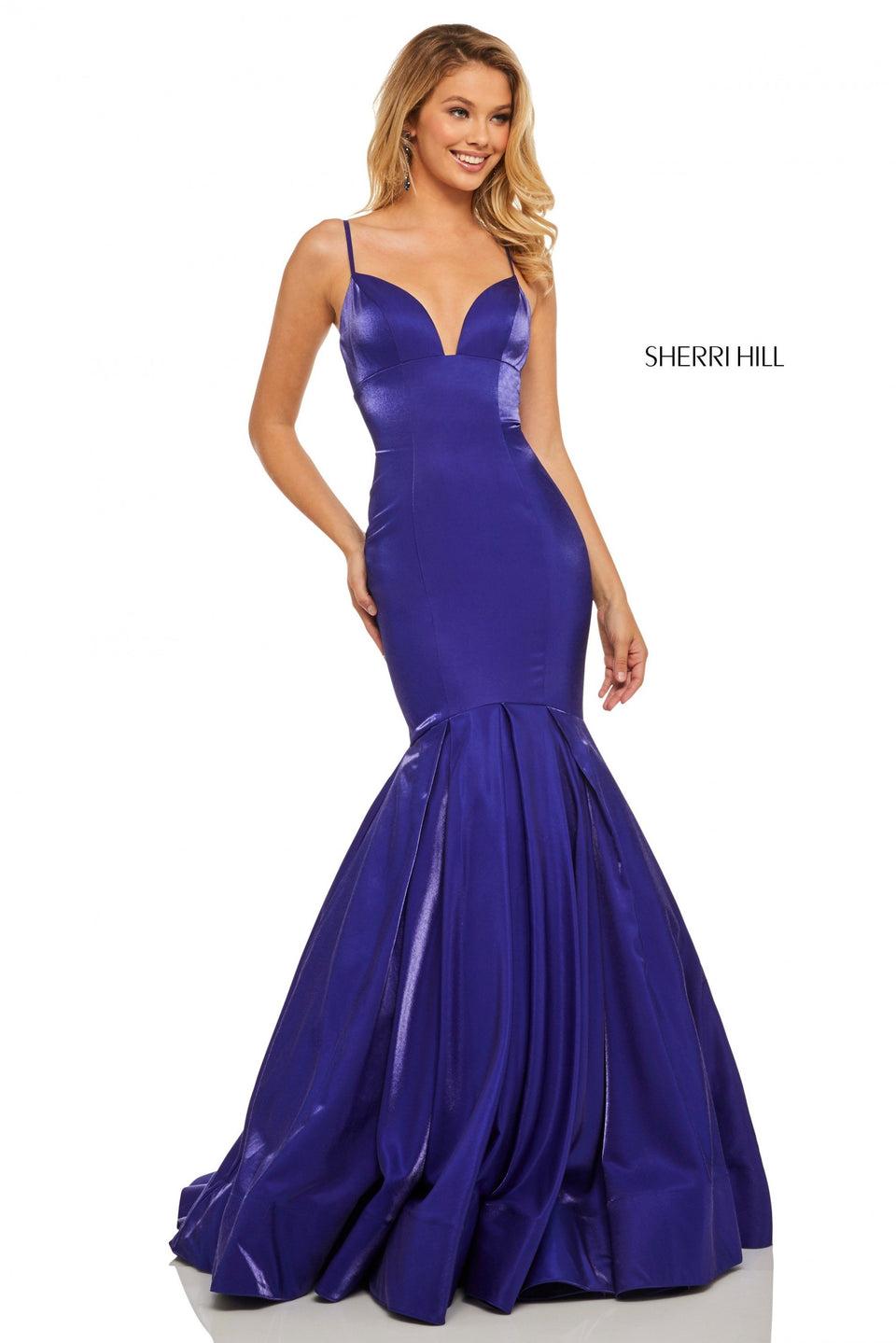 sherri hill Strapless satin ball gown with floral print border sherri hill Strapless satin ball gown with floral print border