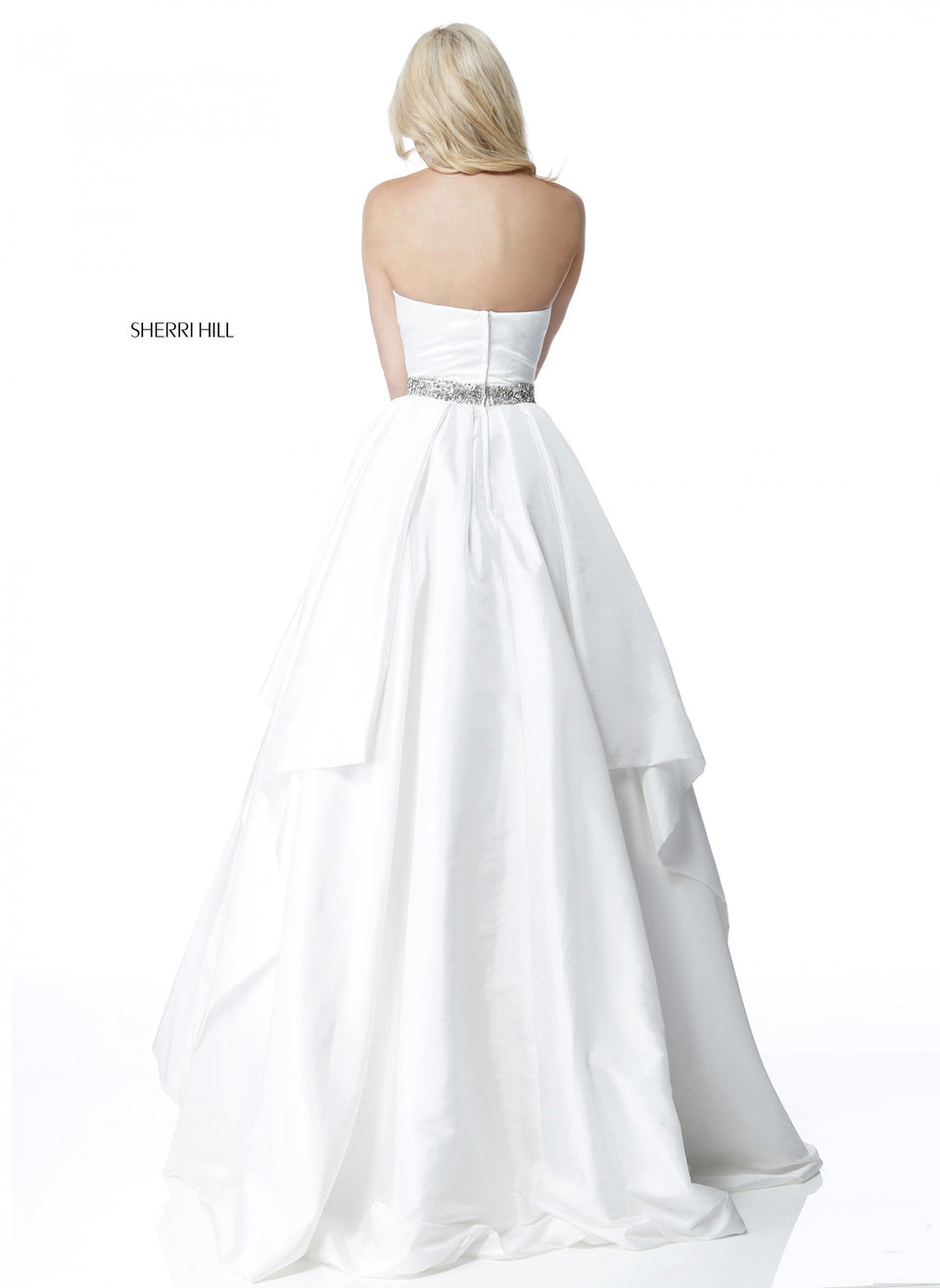 Sherri Hill Strapless Taffeta Ball Gown With Bead Encrusted Belt
