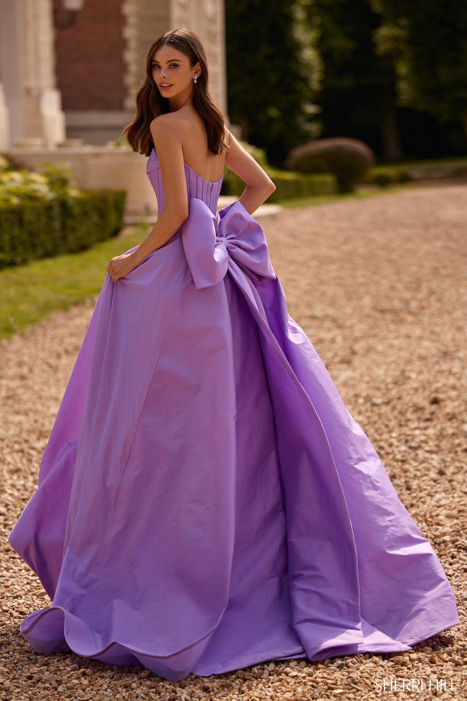 sherri hill Strapless taffeta ballgown with corset bodice sherri hill Strapless taffeta ballgown with corset bodice