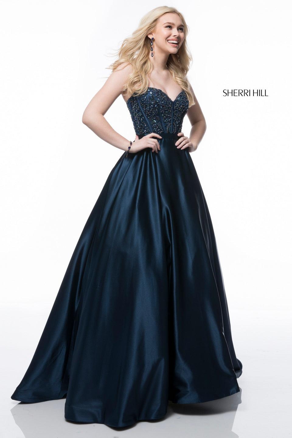 Sherri Hill Sweetheart Beaded Corset Bodice With Satin Ball Gown Skirt