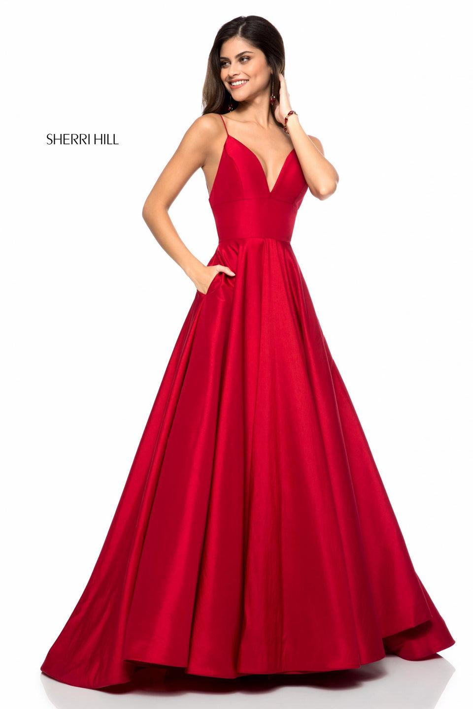 sherri hill Taffeta A-line gown with a V-neck bodice