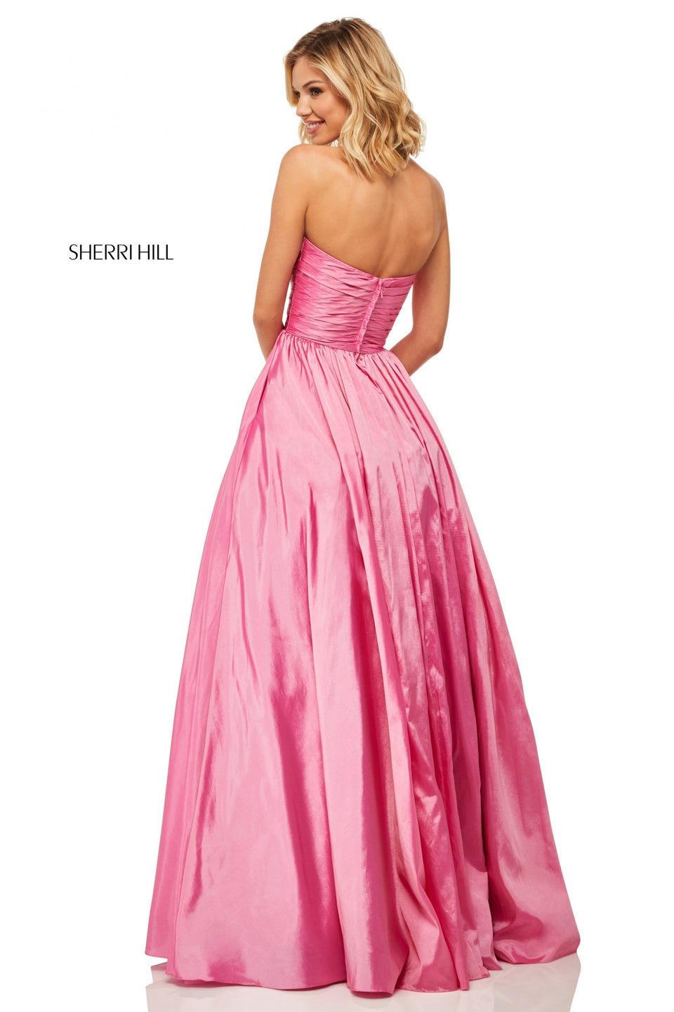 Sherri Hill Taffeta Ball Gown With A Strapless Neckline And Ruched Bodice With A Bow