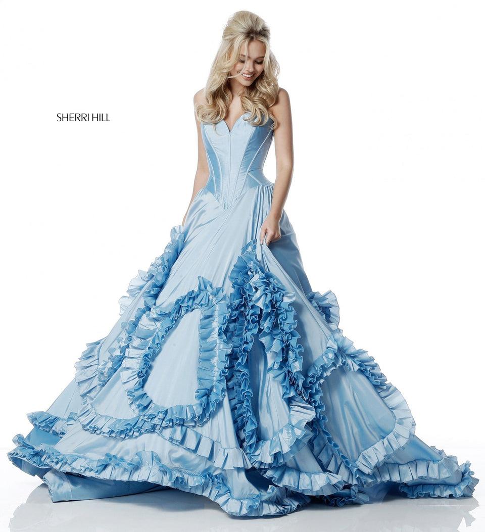 Sherri Hill Taffeta Ball Gown With Strapless Sweetheart Bodice And Ruffle Skirt