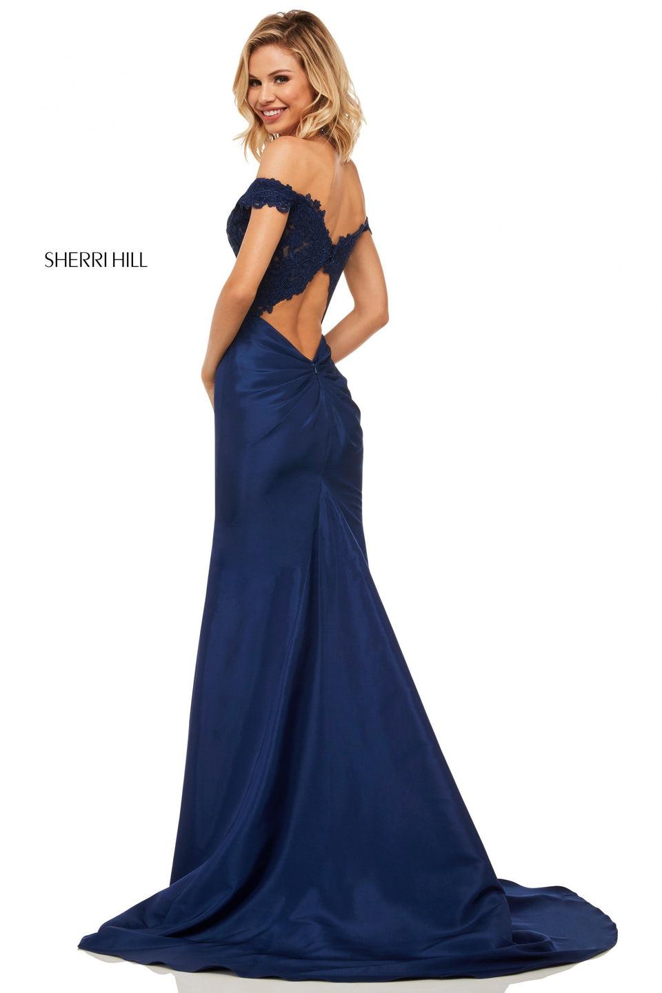 Sherri Hill Taffeta Mermaid With Lace Off The Shoulder Bodice