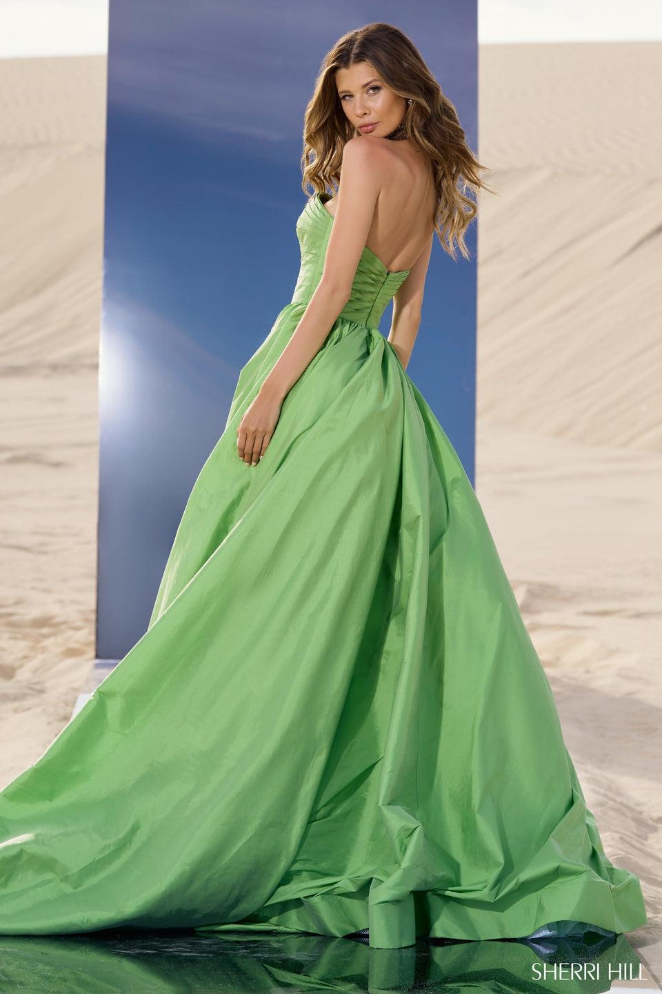 Sherri Hill Taffeta Strapless Ball Gown With Beaded Chocker