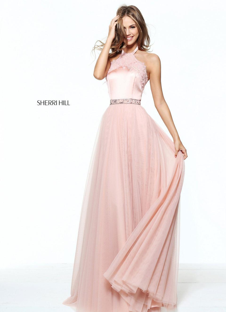 Sherri Hill Tulle A-line Gown With A Satin And Lace Bodice