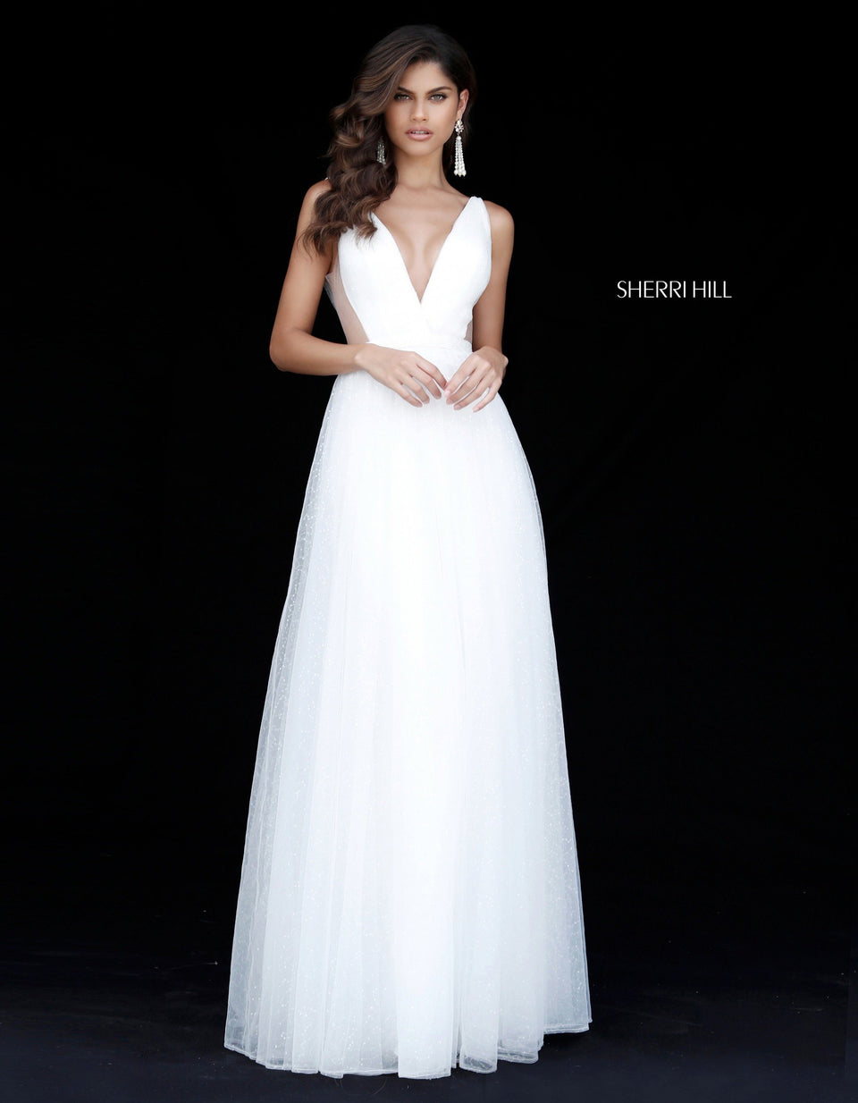 sherri hill Tulle ball gown with deep V and low back