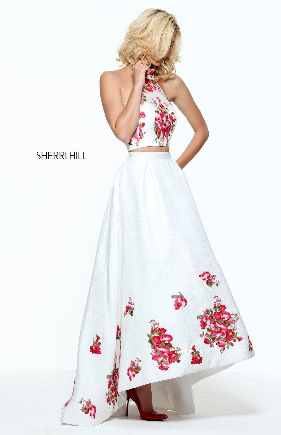 sherri hill Two piece Audrey length gown with an embroidered flower bodice